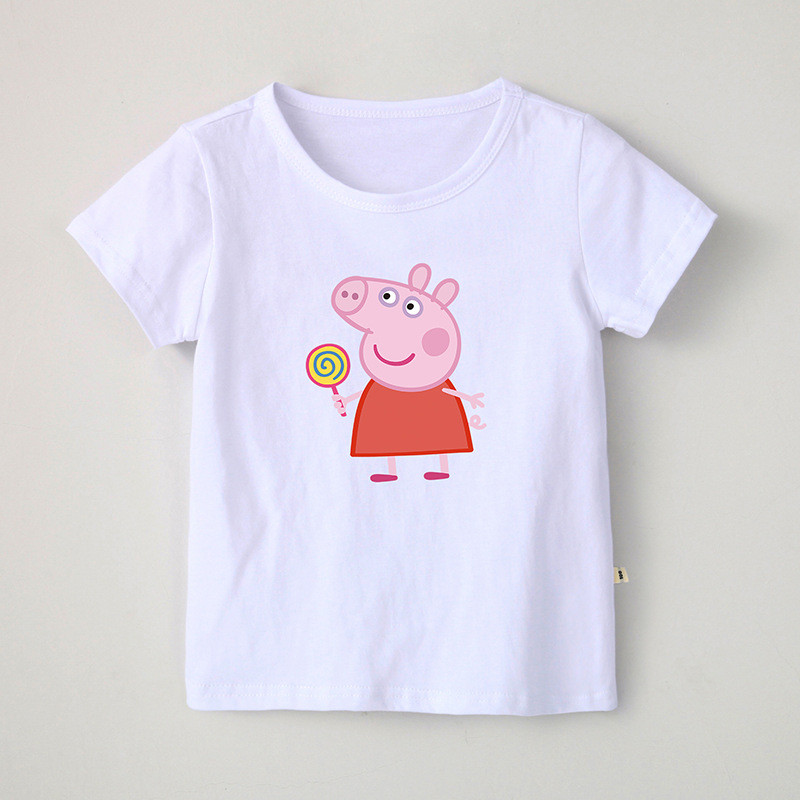 Girl Print Cute Peppa Pig Lollypop Cotton T Shirt