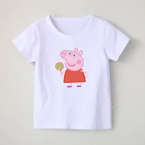 Girl Print Cute Pig Lollypop Cotton T-shirt