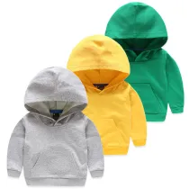Toddlers Pure Color Cotton Hooded Sweatshirts For Kids