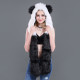 Panda Faux Fur Winer Warm Hoods Hat Scarf Gloves with Paws Ears 3-in-1