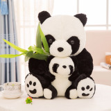 Black Panda Parent-child Stuffed Plush Animal Doll for Kids Gift