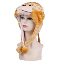Light Brown Monkey Warm Crozy Soft Plush Hat Winer Ear Flap Beanie For Kids