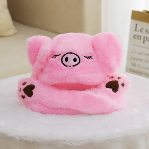 Pig Animal Movable Ears Jumping Soft Plush Hat