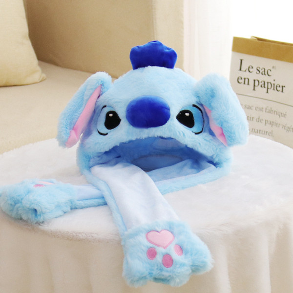 Blue Stitch Animal Movable Ears Jumping Soft Plush Hat