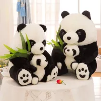Black Panda Parent-child Stuffed Plush Animal Doll for Kids Gift