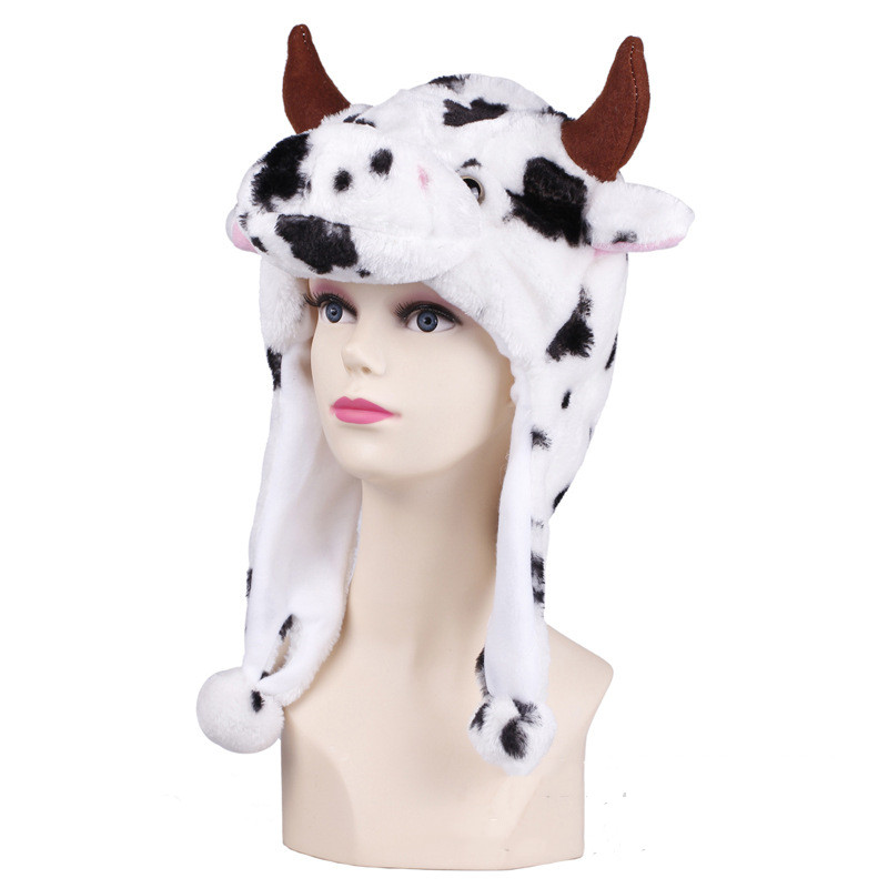 Cow Warm Crozy Soft Plush Hat Winer Ear Flap Beanie For Kids