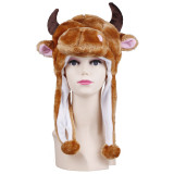 Cow Warm Crozy Soft Plush Hat Winer Ear Flap Beanie For Kids