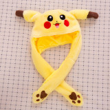 Pikachu Funny Animal Movable Ears Jumping Soft Plush Hat