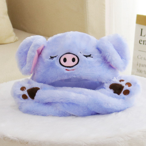 Pig Animal Movable Ears Jumping Soft Plush Hat