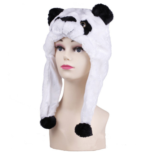 Black and White Panda Warm Crozy Soft Plush Hat Winer Ear Flap Beanie For Kids
