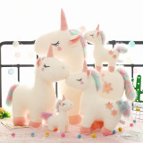 Rainbow Unicon Flowers Soft Stuffed Plush Animal Doll for Kids Gift