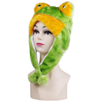 Green Frog Warm Crozy Soft Plush Hat Winer Ear Flap Beanie For Kids