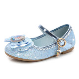 Kid Girls Frozen Princess Sequins Bowknot Diamond Heel Pumps Dress Shoes