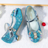Kid Girls Sequins Glitter 3D Rainbow Diamond Bowknot High Pumps Dress Shoes