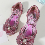 Kid Girls Frozen Princess Aisha Sequins Bowknot Open-Toed Flat Sandals