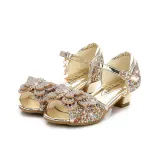 Kid Girls Sequins 3D Butterfly Open-Toed Sandals High Pumps Dress Shoes