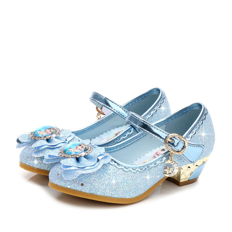 Kid Girls Frozen Sequins Diamond Bowknot High Pumps Dress Shoes