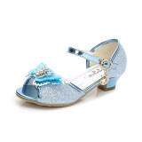 Kid Girls Sequins 3D Diamond Butterfly Open-Toed Sandals High Pumps Dress Shoes