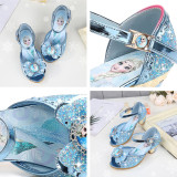 Kid Girls Sequins Diamond Bowknot Open-Toed Sandals High Pumps Dress Shoes