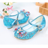 Kid Girls Sequins Glitter Pearl Flowers Diamond Butterfly Bowknot High Pumps Dress Shoes