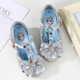 Kid Girls Sequins Frozen Princess Diamond Bowknot High Pumps Dress Shoes
