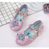 Kid Girls Frozen Princess Sequins Bowknot Diamond Heel Pumps Dress Shoes