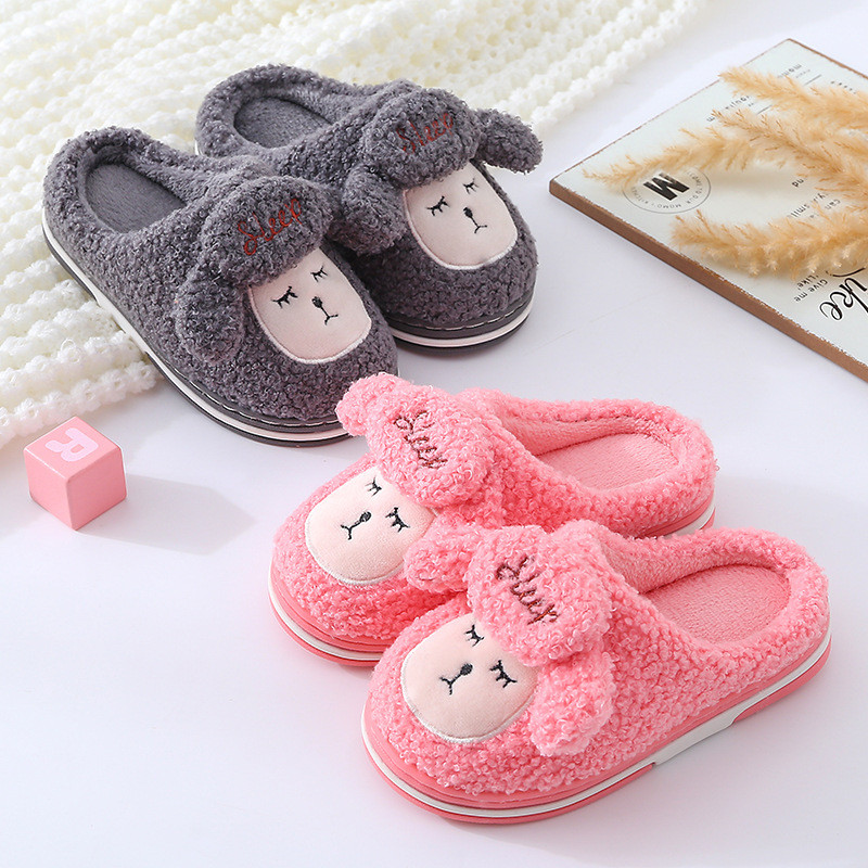 Toddlers Kids Plush Sheep Flannel Warm Winter Home House Slippers