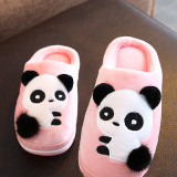 Toddlers Kids Pompom Panda Flannel Warm Winter Home House Slippers