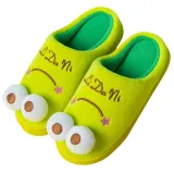 Green Frog Flannel Warm Winter Home House Family Slippers For Kids and Parent