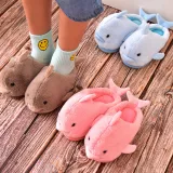 Toddlers Kids 3D Dolphin Flannel Warm Winter Home House Slippers