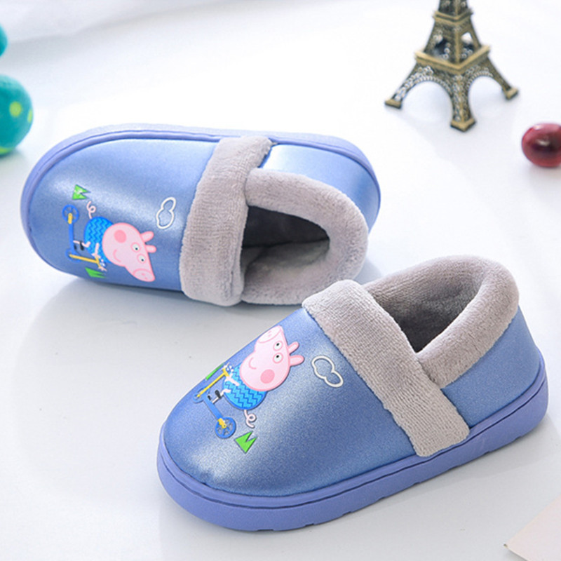 Toddlers Kids Pu Peppa Pig Warm Winter Home House Slippers Shoes