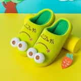 Green Frog Flannel Warm Winter Home House Family Slippers For Kids and Parent