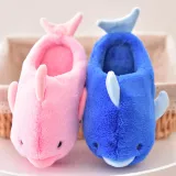 Toddlers Kids 3D Dolphin Flannel Warm Winter Home House Slippers