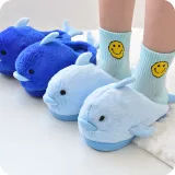 Toddlers Kids 3D Dolphin Flannel Warm Winter Home House Slippers
