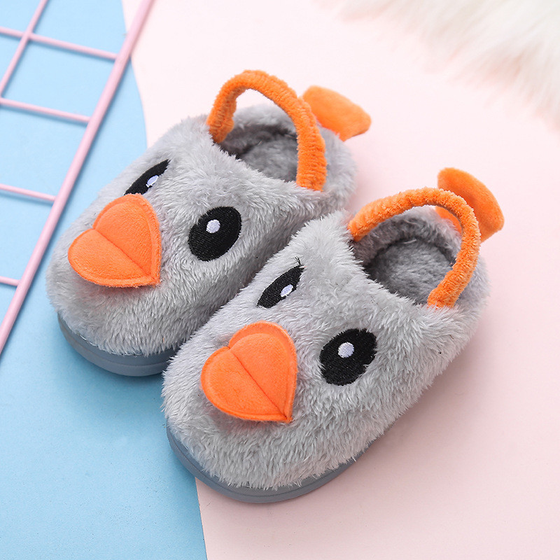 Toddlers Kids Plush Duck Flannel Warm Winter Home House Slippers
