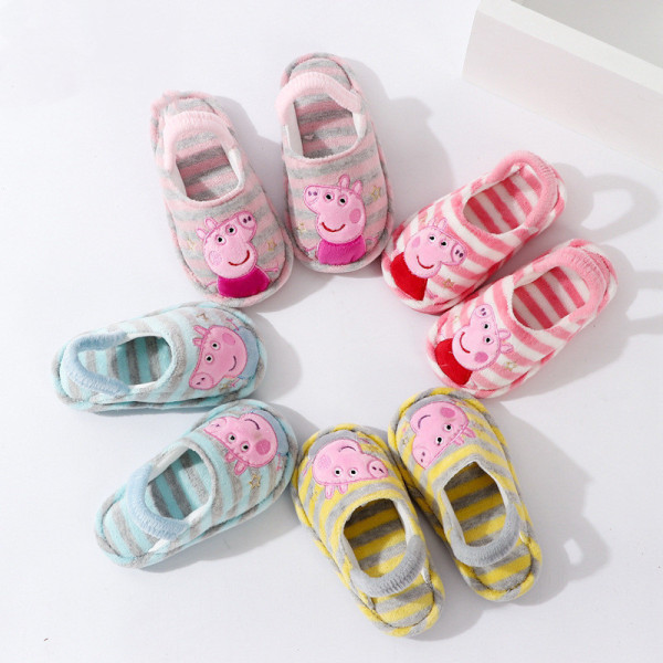 Toddlers Kids Peppa Pig Stripes Warm Winter Home House Slippers