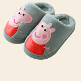 Toddlers Kids PU Peppa Pig Flannel Warm Winter Home House Slippers