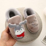 Toddlers Kids Christmas Deer Flannel Warm Winter Home House Family Slippers Shoes For Kids and Parents