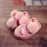 Toddlers Kids Peppa Pig Plush Pompom Flannel Warm Winter Home House Slippers