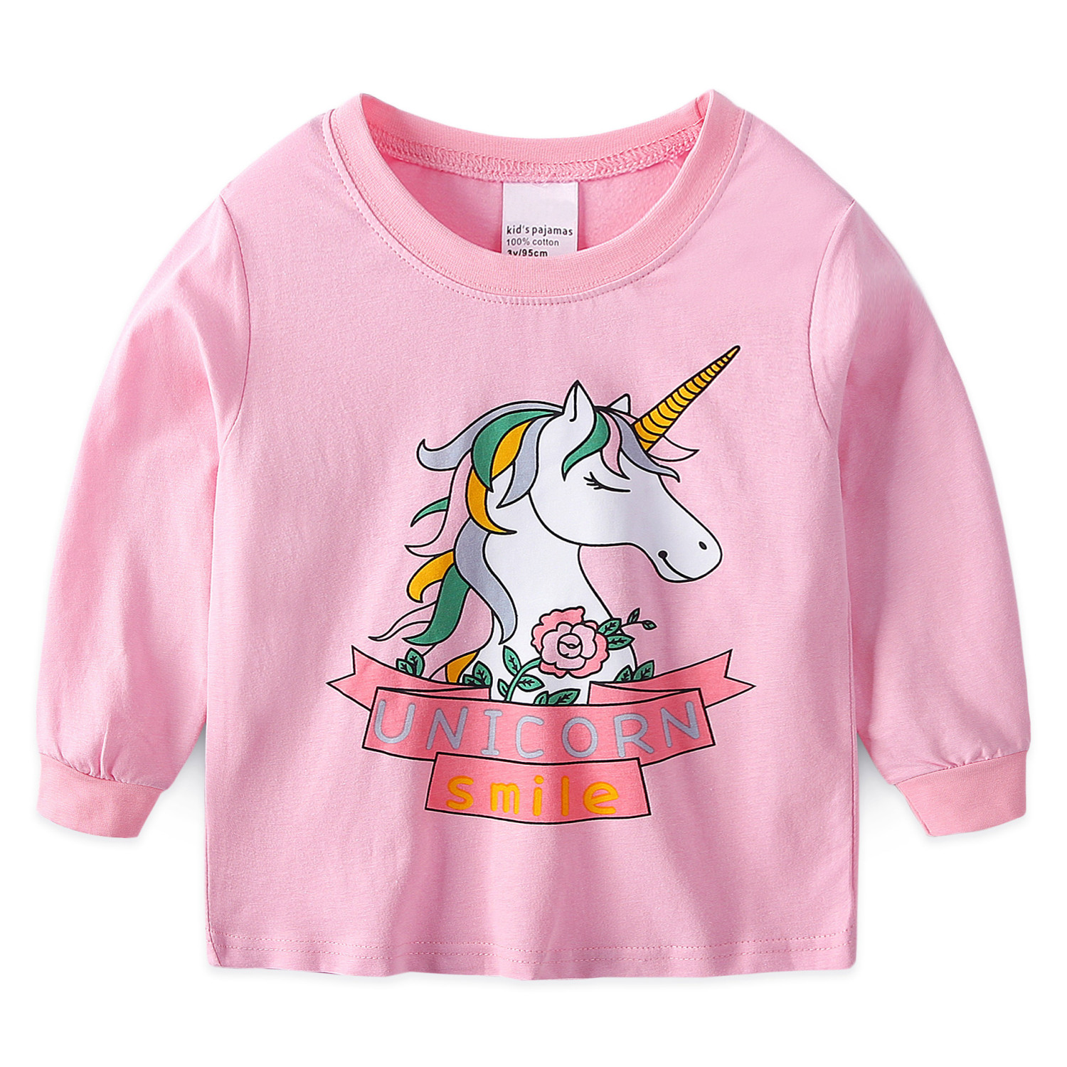 Toddler Girl 2 Pieces Pajamas Sleepwear Unicorn Long Sleeve Shirt ...