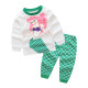 Kids Mermaid Princess Pajamas Sleepwear Set Long-sleeve Cotton Pjs