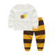 Kids Yellow Bee Stripes Pajamas Sleepwear Set Long-sleeve Cotton Pjs