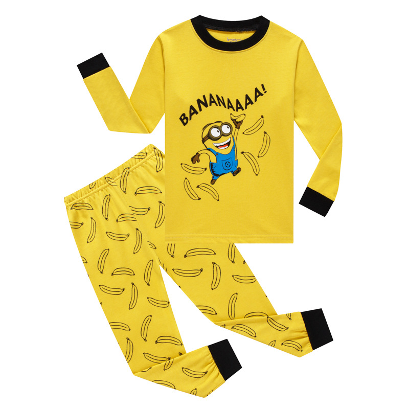 Kids Minions Bananas Pajamas Sleepwear Set Long-sleeve Cotton Pjs