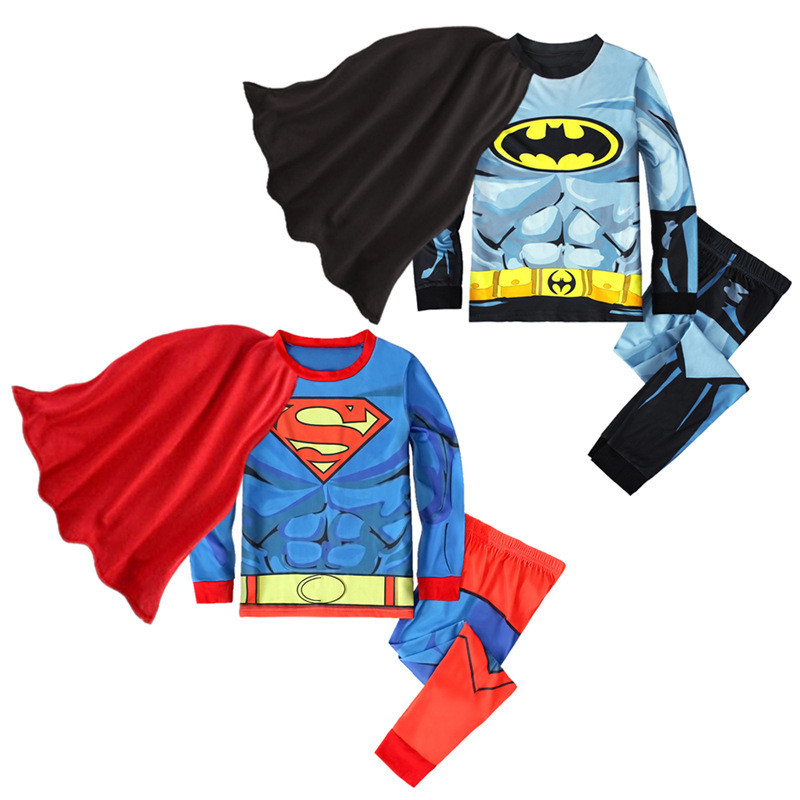 Kids Marvel Super Man Pajamas Sleepwear Set With Cloak