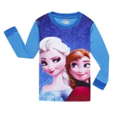 Kids Blue Princess Pajamas Sleepwear Set Long-sleeve Cotton Pjs