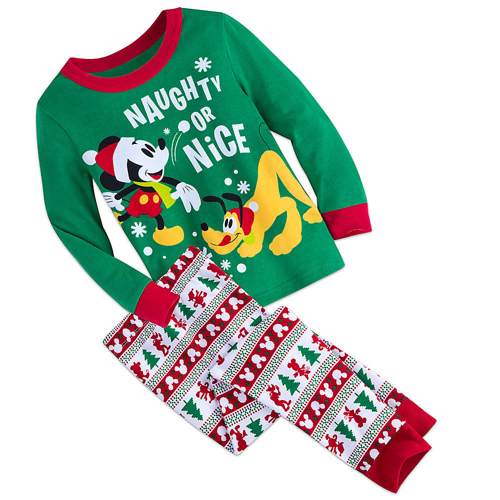 Kids Christmas Mickey Mouse Goofy Pajamas Sleepwear Set Long-sleeve Cotton Pjs