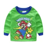 Kids Green Pajamas Sleepwear Set Long-sleeve Cotton Pjs