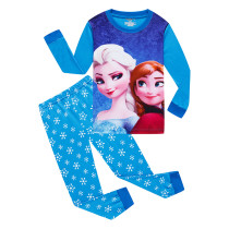 Kids Blue Princess Pajamas Sleepwear Set Long-sleeve Cotton Pjs