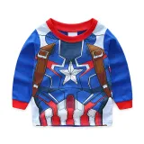 Kids Blue Pajamas Sleepwear Set Long-sleeve Cotton Pjs