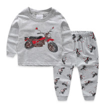 Kids Prints Motorcycles Pajamas Sleepwear Set Long-sleeve Cotton Pjs